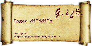 Goger Ádám névjegykártya
