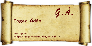Goger Ádám névjegykártya